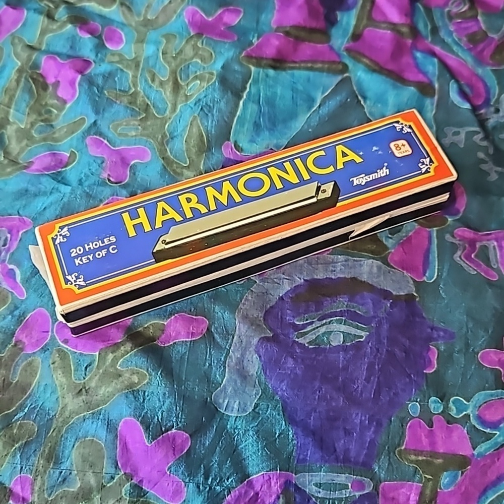 Toysmith Blue Metal Harmonica 10 Hole